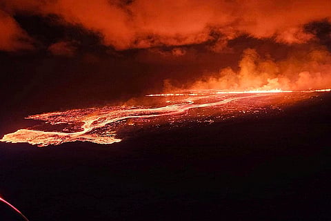 Iceland Volcano Eruption: Spewing lava fountains through a new fissure 